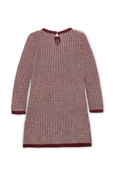 Hope & Henry Kids' Organic Long Sleeve Bow Detail Tweed Sweater Dress In Brown