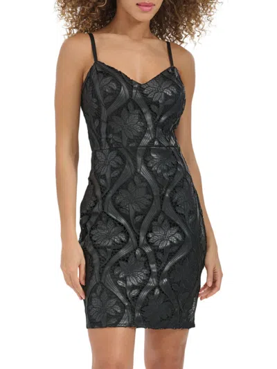 Siena Women's Floral Embroidered Sheath Minidress In Black