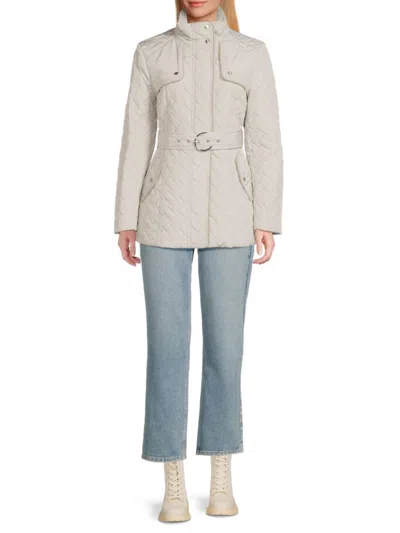 Cole Haan Signature Quilt Belted Jacket In Gray