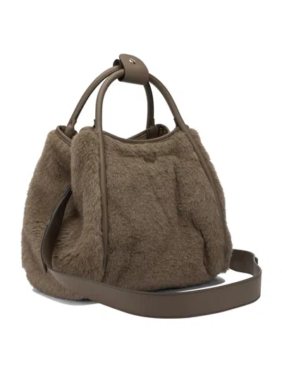 Max Mara Brown Alpaca Blend Handbag In Gray