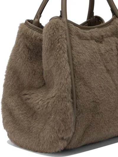 Max Mara Brown Alpaca Blend Handbag In Gray