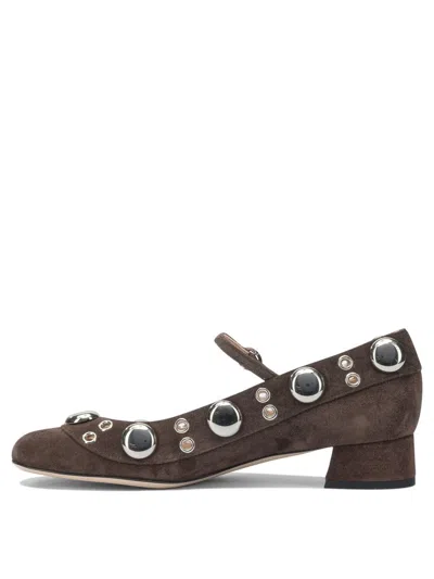 Valentino Stylish Block Heel Round Toe Pumps In Brown