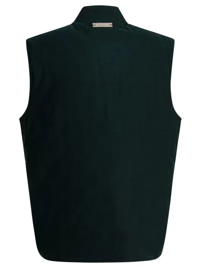 Autry Crewneck Wool Blend Vest With Logo Patch In Green