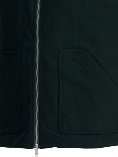 Autry Crewneck Wool Blend Vest With Logo Patch In Green