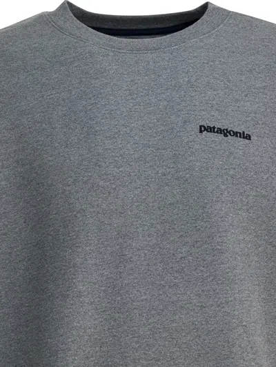 Patagonia Long Sleeve Cotton Blend Logo T-shirt In Gray