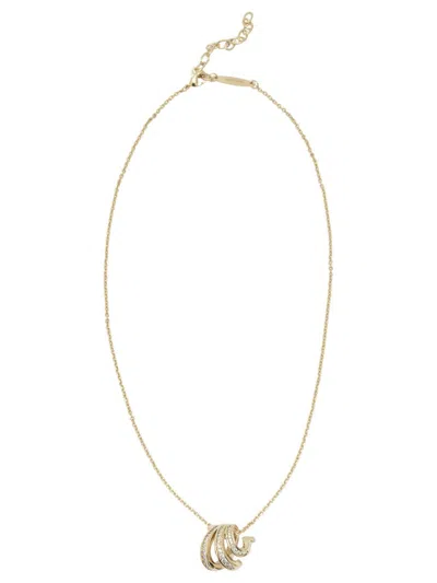 Ferragamo Multi-layered Crystal Pendant Necklace In Gold