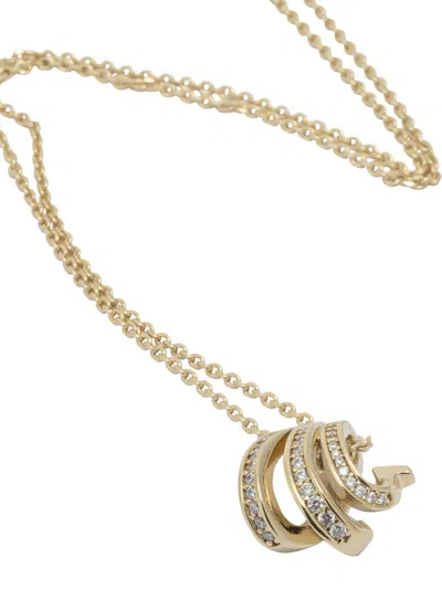 Ferragamo Multi-layered Crystal Pendant Necklace In Gold