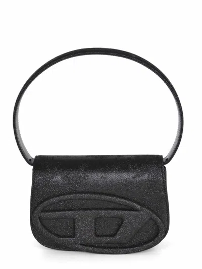 Diesel 1dr-iconic 1dr Bag In Glitter-camo Lurex In Black
