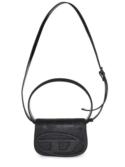 Diesel 1dr-iconic 1dr Bag In Glitter-camo Lurex In Black