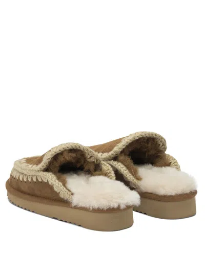 Mou Cognac Clog Eskimo Platform Mules In Brown