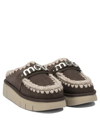 Mou Bounce Clog Slipper-mule In Brown Suede In Brown