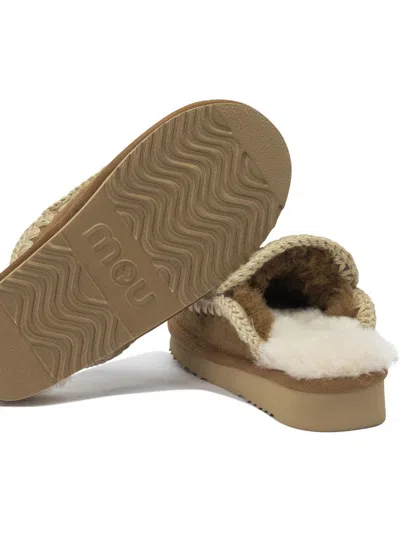 Mou Cognac Clog Eskimo Platform Mules In Brown