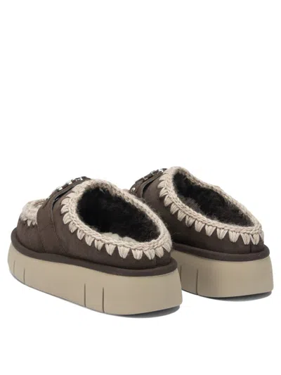 Mou Bounce Clog Slipper-mule In Brown Suede In Brown