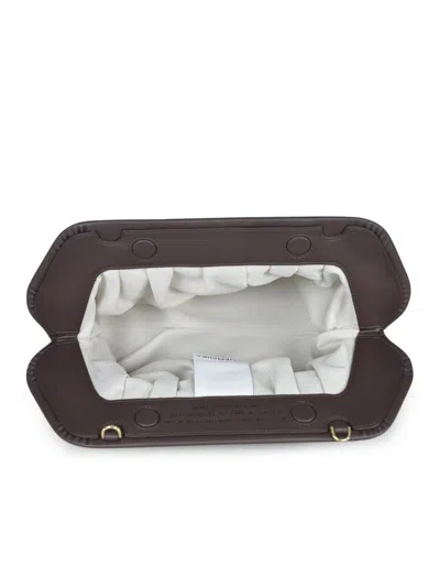 Themoirè Pleated Rectangular Clutch In Vegan Pu In Brown