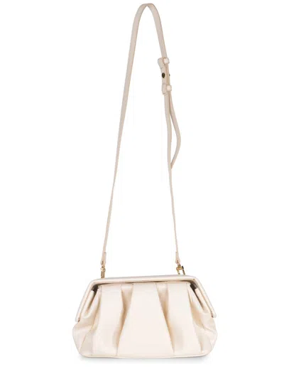 Themoirè Pleated Rectangular Clutch Top Handle In Neutral