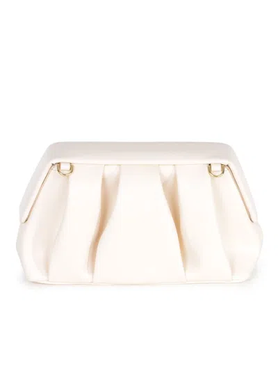 Themoirè Pleated Rectangular Clutch Top Handle In Neutral