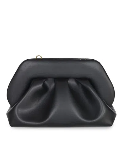 Themoirè Pleated Rectangular Soft Structure Clutch Bag In Black