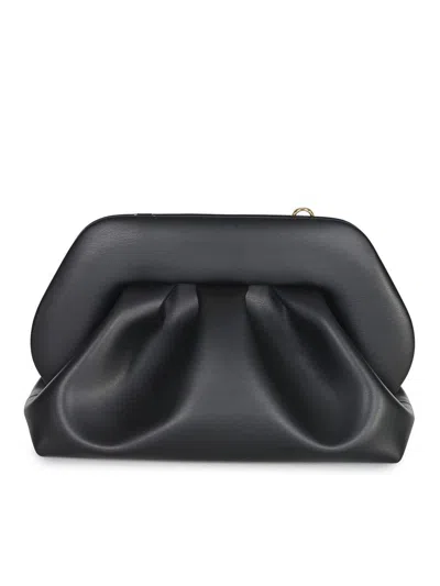 Themoirè Pleated Rectangular Soft Structure Clutch Bag In Black