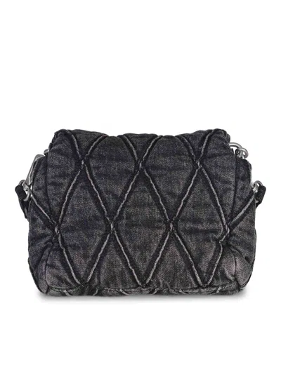 Diesel Charm-d S-small Shoulder Bag In Quilted Denim In Black