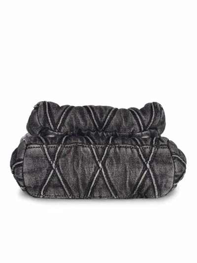 Diesel Charm-d S-small Shoulder Bag In Quilted Denim In Black