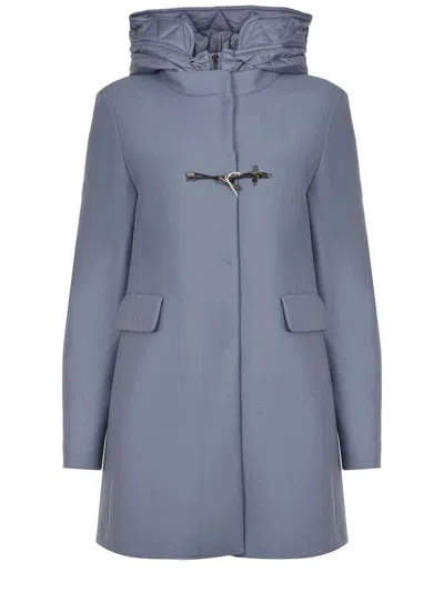 Fay Toggle Coat In Wool Cloth In Blue
