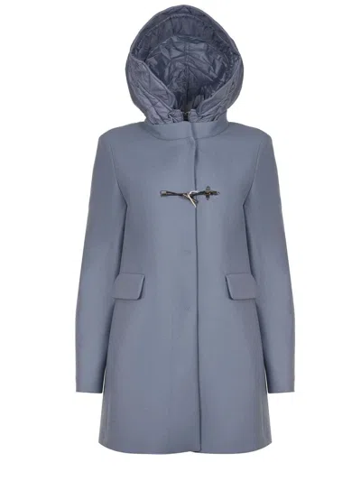Fay Toggle Coat In Wool Cloth In Blue