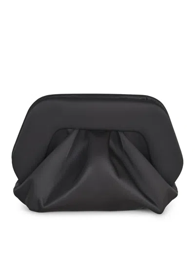 Themoirè Pleated Rectangular Soft Structure Clutch Bag In Black