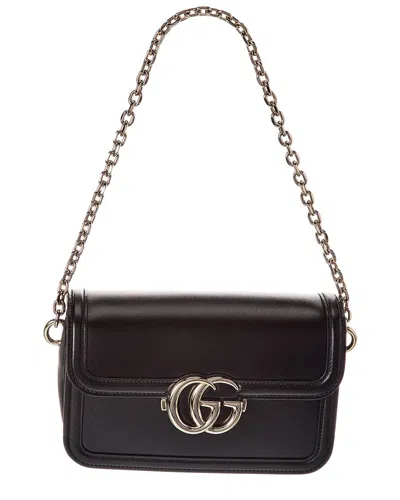 Gucci Go Small Leather Shoulder Bag In Black