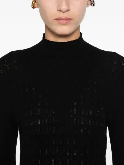 Twinset High-neck Ribbed Dress In Black