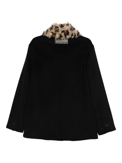 Msgm Faux-fur Collar Jacket In Black