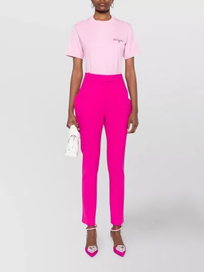 Msgm Short Sleeve Crew Neck T-shirt Design In Pink