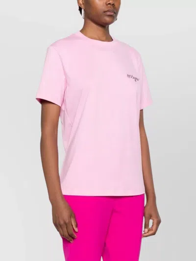 Msgm Short Sleeve Crew Neck T-shirt Design In Pink