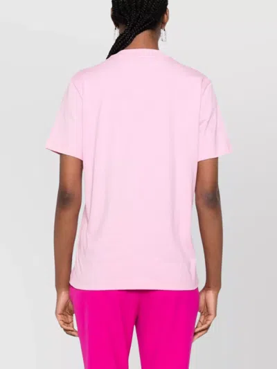 Msgm Short Sleeve Crew Neck T-shirt Design In Pink