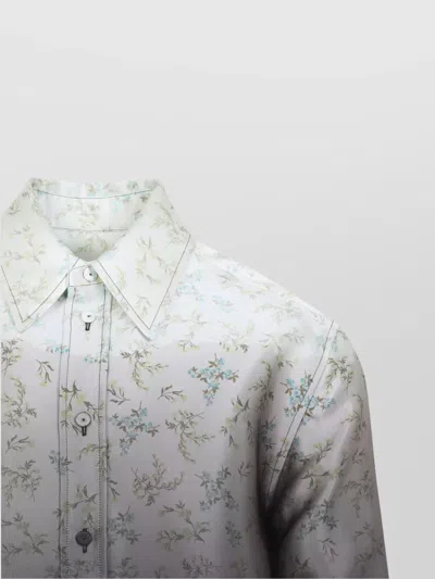 Jil Sander Floral Long Sleeve Shirt With Spread Collar In Multi