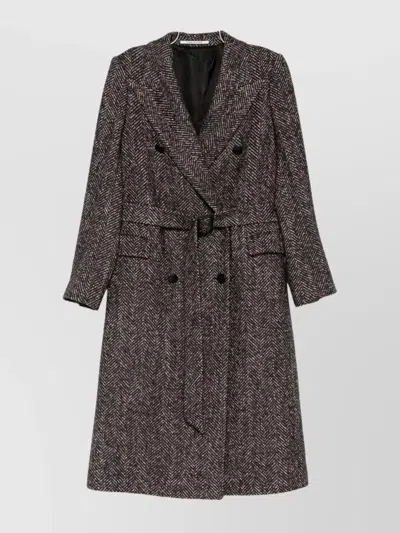 Tagliatore Herringbone Double-breasted Wool Coat In Gray