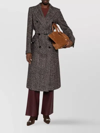 Tagliatore Herringbone Double-breasted Wool Coat In Gray