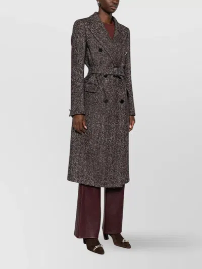 Tagliatore Herringbone Double-breasted Wool Coat In Gray