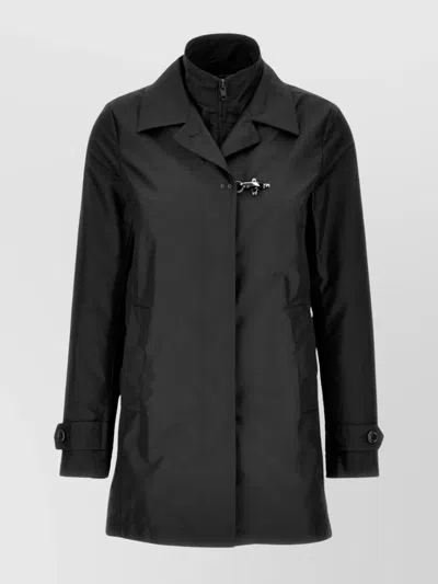 Fay Buttoned Cuff Coat Front Pockets In Black
