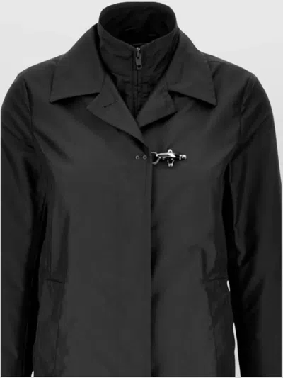 Fay Buttoned Cuff Coat Front Pockets In Black