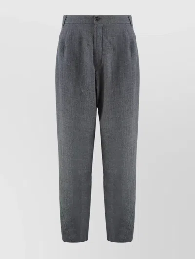 Darkpark Relaxed Fit Wool Trousers With Pleated Front In Gray