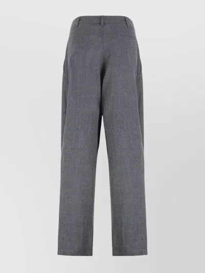 Darkpark Relaxed Fit Wool Trousers With Pleated Front In Gray
