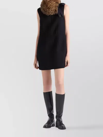 Prada Short Natté Dress In Black
