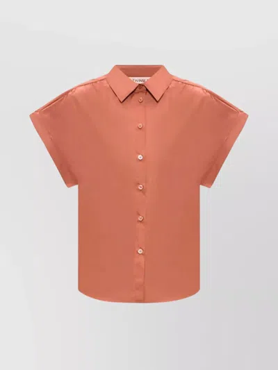 Twinset Casual Short Sleeve Collared Top In Pink
