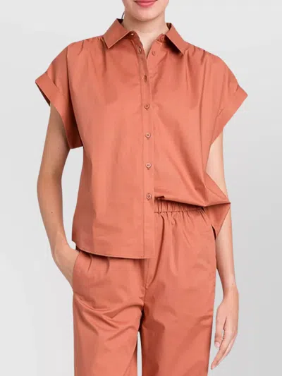 Twinset Casual Short Sleeve Collared Top In Pink