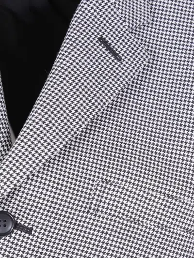 Comme Des Garçons Asymmetric Pied De Poule Blazer With Classic Collar And Distinctive Details In Blue