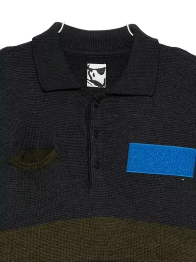Gr10k Color Block Long Sleeve Polo Jacket In Black