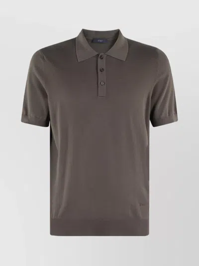Fay Polo Shirt With Short Sleeves And Ribbed Hem In Gray