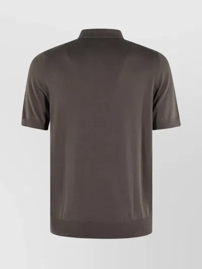 Fay Polo Shirt With Short Sleeves And Ribbed Hem In Gray