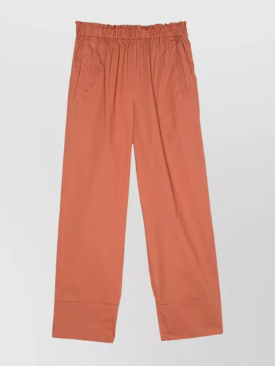Twinset Wide Leg Trousers Elastic Waistband In Orange