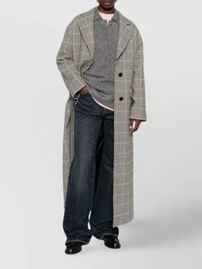 Tagliatore Houndstooth Pattern Wool Coat Pockets In Gray